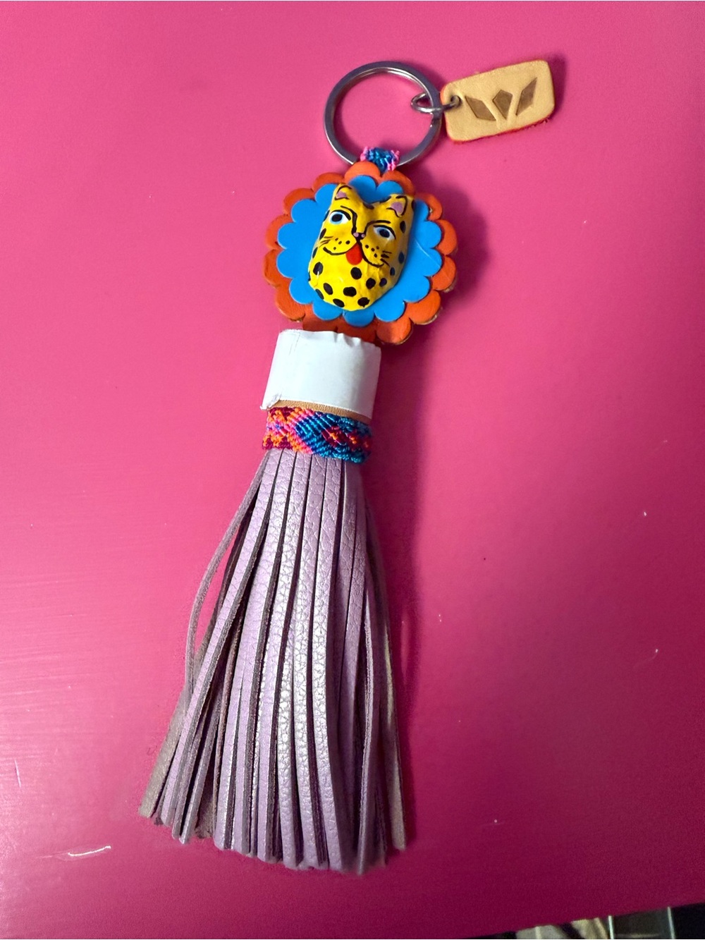 Consuela Multicolor Leopard Tassel Keychain - Pink, Blue, Orange, Yellow, Purple